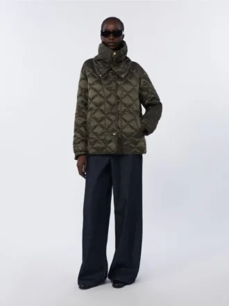 Chaqueta de plumón de lona acolchada repelente al agua, verde oscuro