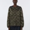 Chaqueta de plumón de lona acolchada repelente al agua, verde oscuro Chaqueta de plumón de lona acolchada repelente al agua, verde oscuro
