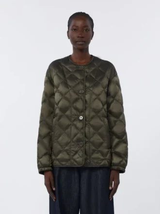 Chaqueta de plumón de lona acolchada repelente al agua, verde oscuro