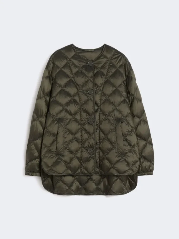 Chaqueta de plumón de lona acolchada repelente al agua, verde oscuro Chaqueta de plumón de lona acolchada repelente al agua, verde oscuro
