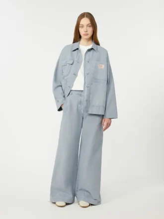 Chaqueta de trabajo de lona de algodón, azul claro