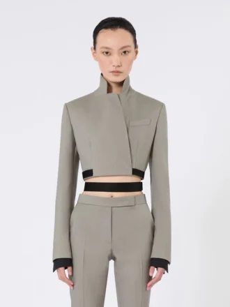 Chaqueta entallada de lana, mohair y seda, gris medio