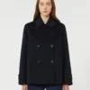 Chaqueta marinera de doble botonadura en mezcla de lana, azul marino