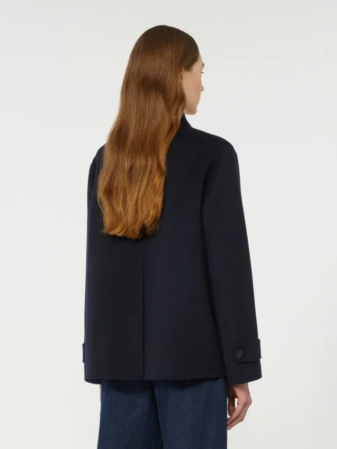 Chaqueta marinera de doble botonadura en mezcla de lana, azul marino