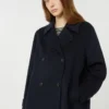 Chaqueta marinera de doble botonadura en mezcla de lana, azul marino