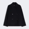 Chaqueta marinera de doble botonadura en mezcla de lana, azul marino
