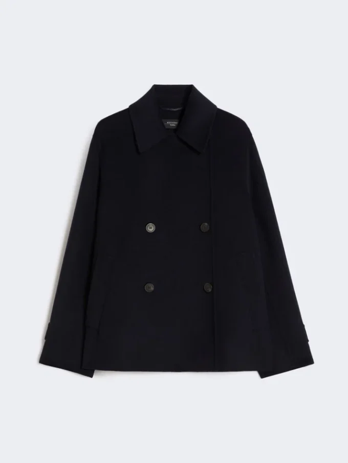 Chaqueta marinera de doble botonadura en mezcla de lana, azul marino