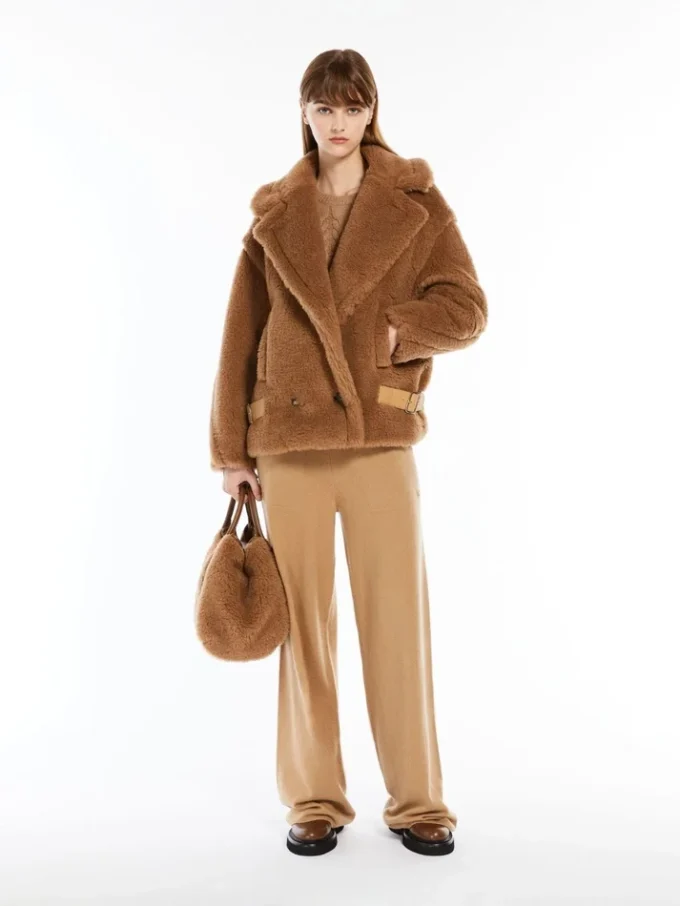 Chaqueta motera de tejido Teddy, color camel Chaqueta motera de tejido Teddy, color camel