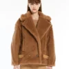Chaqueta motera de tejido Teddy, color camel Chaqueta motera de tejido Teddy, color camel