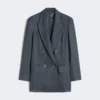Chaqueta Olimpia de lino con diseño en espiga, gris medio