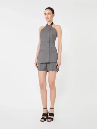 Chaqueta sin mangas de gabardina de lana, gris medio Chaqueta sin mangas de gabardina de lana, gris medio