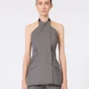 Chaqueta sin mangas de gabardina de lana, gris medio Chaqueta sin mangas de gabardina de lana, gris medio