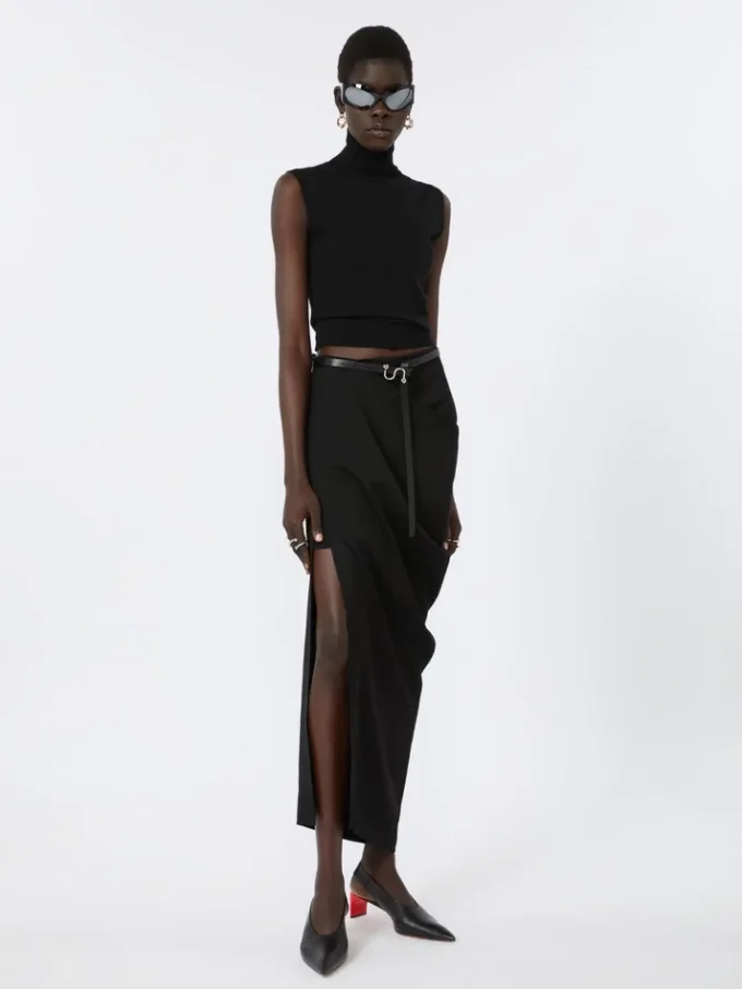 Cinturón con monograma Sportmax y hebilla, negro Cinturón con monograma Sportmax y hebilla, negro