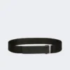 Cinturón de cinta elástica y piel, negro