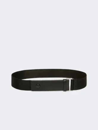 Cinturón de cinta elástica y piel, negro