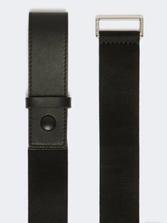 Cinturón de cinta elástica y piel, negro