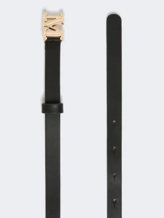 Cinturón de cuero con monograma, negro