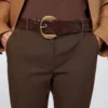 Cinturón de cuero trenzado, marrón oscuro