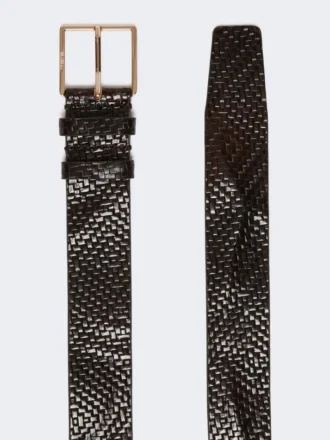 Cinturón de cuero trenzado, negro