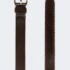 Cinturón de piel con punta, marrón oscuro