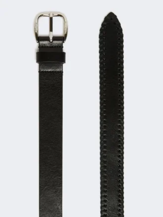 Cinturón de piel con punta, negro