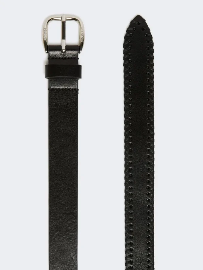 Cinturón de piel con punta, negro