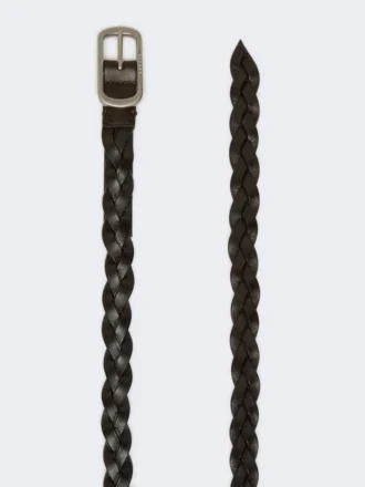 Cinturón de piel trenzada, marrón oscuro