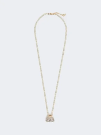 Collar con colgante en forma de bolso Pasticcino, blanco óptico