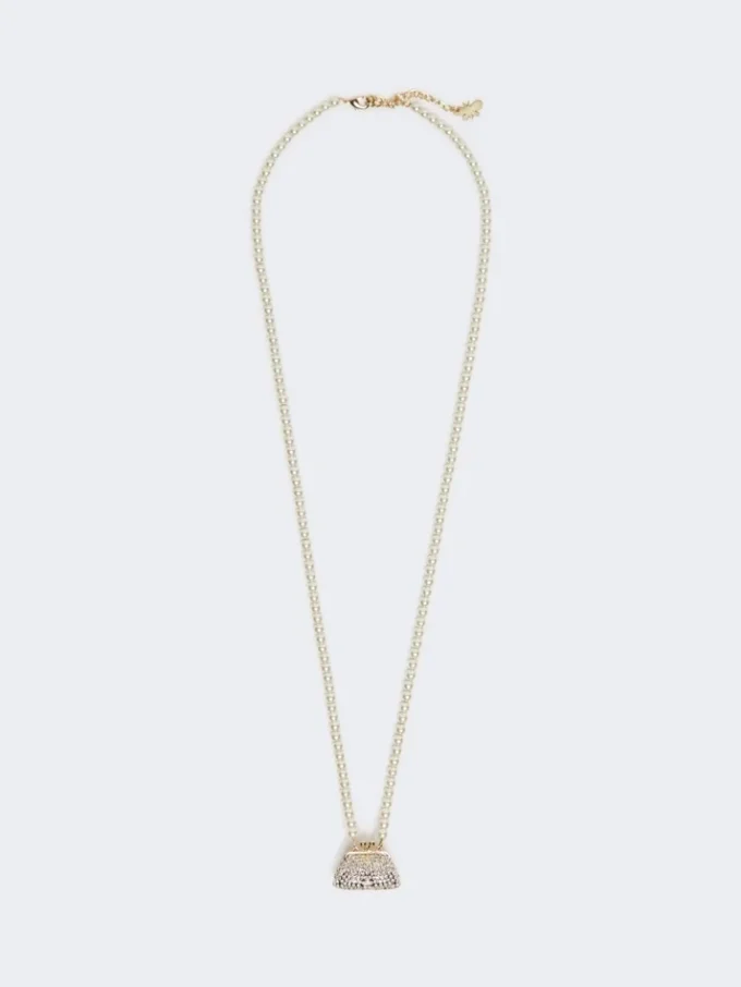Collar con colgante en forma de bolso Pasticcino, blanco óptico Collar con colgante en forma de bolso Pasticcino, blanco óptico