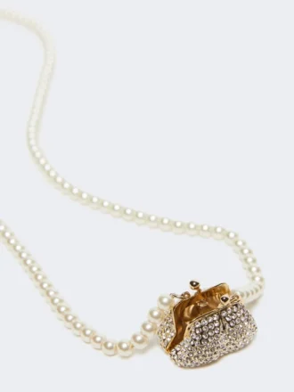 Collar con colgante en forma de bolso Pasticcino, blanco óptico