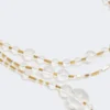 Collar de varias vueltas de metal y cristal, blanco óptico Collar de varias vueltas de metal y cristal, blanco óptico