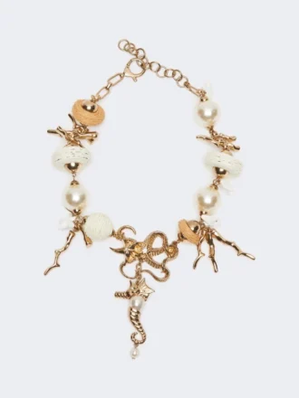 Collar gargantilla «Abissi» de metal y rafia, dorado