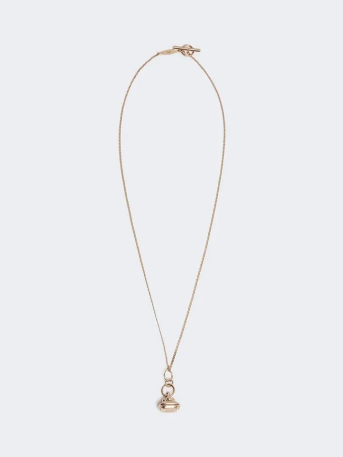 Collar largo con colgante con sello, dorado Collar largo con colgante con sello, dorado