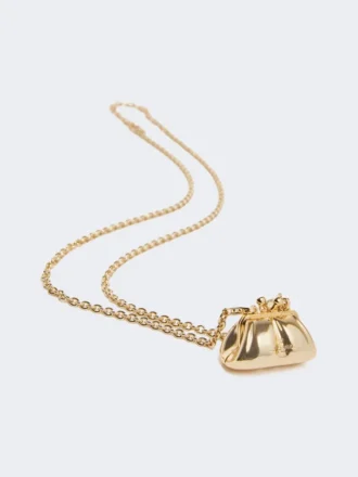 Collar largo con colgante en forma de bolso Pasticcino, dorado