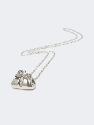 Collar largo con colgante grande en forma de bolso Pasticcino, plateado