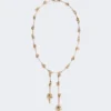– Collar largo con doble colgante, dorado