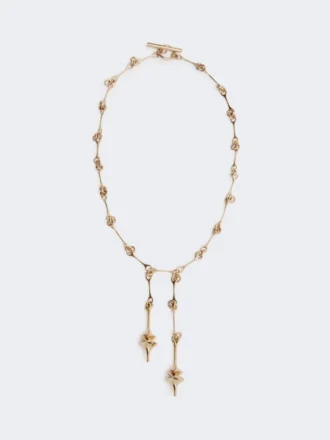 – Collar largo con doble colgante, dorado