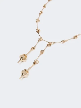 – Collar largo con doble colgante, dorado