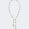 – Collar largo con doble colgante, plateado
