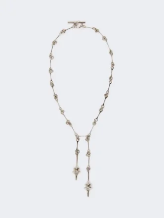 – Collar largo con doble colgante, plateado
