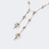 – Collar largo con doble colgante, plateado