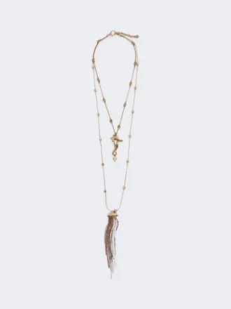 Collar metálico «Abissi» con pedrería, dorado