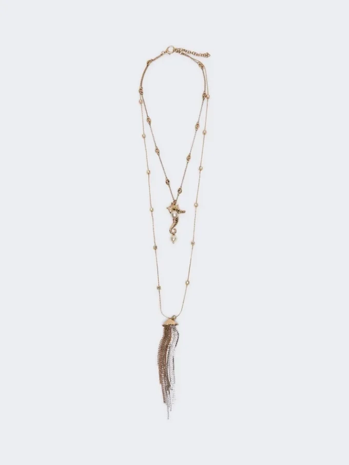 Collar metálico «Abissi» con pedrería, dorado Collar metálico «Abissi» con pedrería, dorado