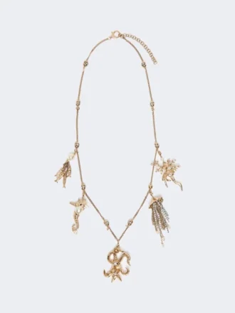 Collar metálico «Abissi» con pedrería, dorado