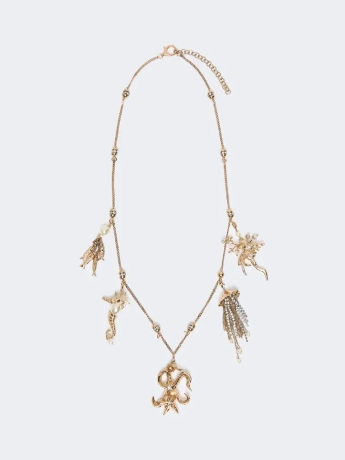 Collar metálico «Abissi» con pedrería, dorado Collar metálico «Abissi» con pedrería, dorado