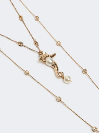 Collar metálico «Abissi» con pedrería, dorado