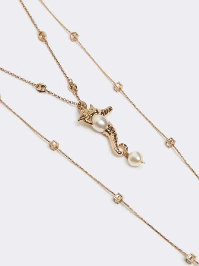 Collar metálico «Abissi» con pedrería, dorado Collar metálico «Abissi» con pedrería, dorado