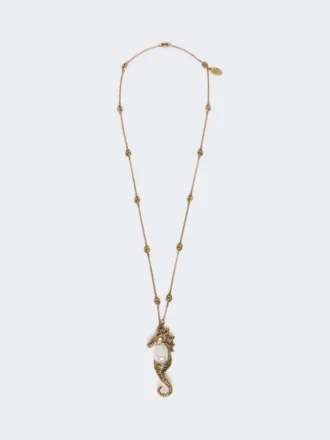 Collar metálico con colgante en forma de alfiler, dorado