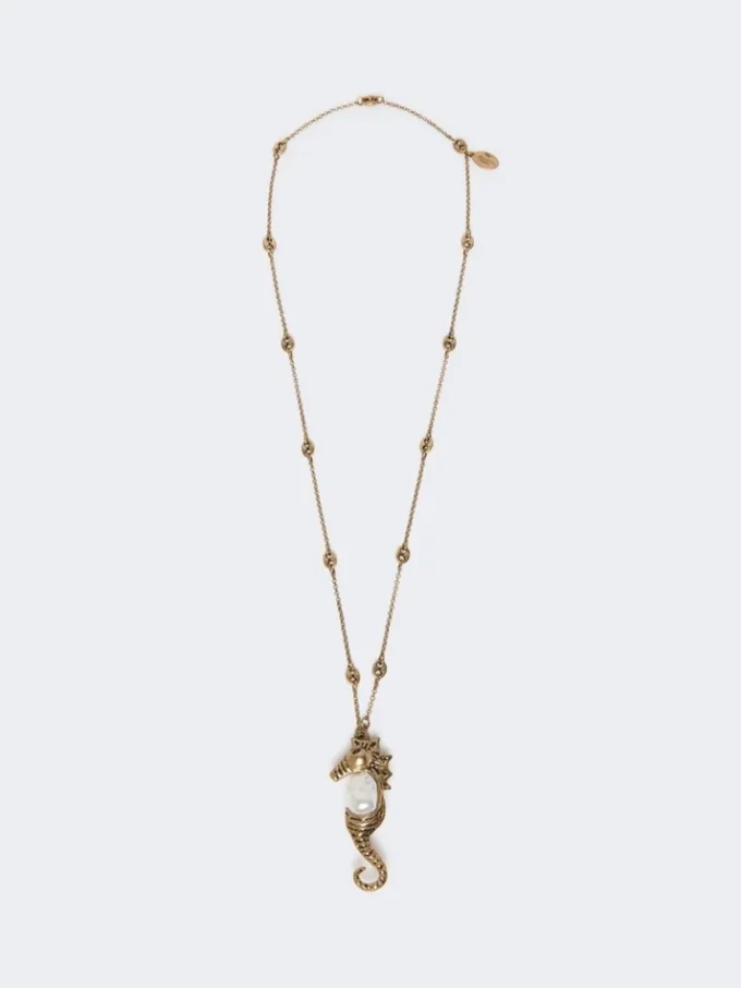 Collar metálico con colgante en forma de alfiler, dorado Collar metálico con colgante en forma de alfiler, dorado
