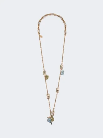 Conjunto con detalles de flores y cristales, dorado